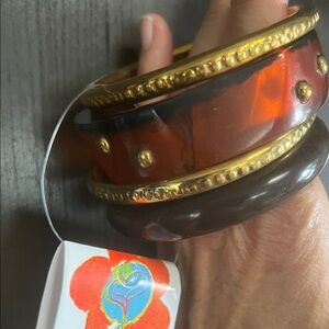 Elegant Gold and Brown Bangle Set of 4 bracelets 🆕